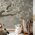 Calm Blossom, White Mural Wallpaper - room preview 02