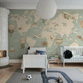 Playful World, Blue Mural Wallpaper - room preview 02
