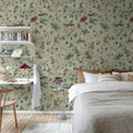 Verdant Bloom, Beige Mural Wallpaper - room preview 02