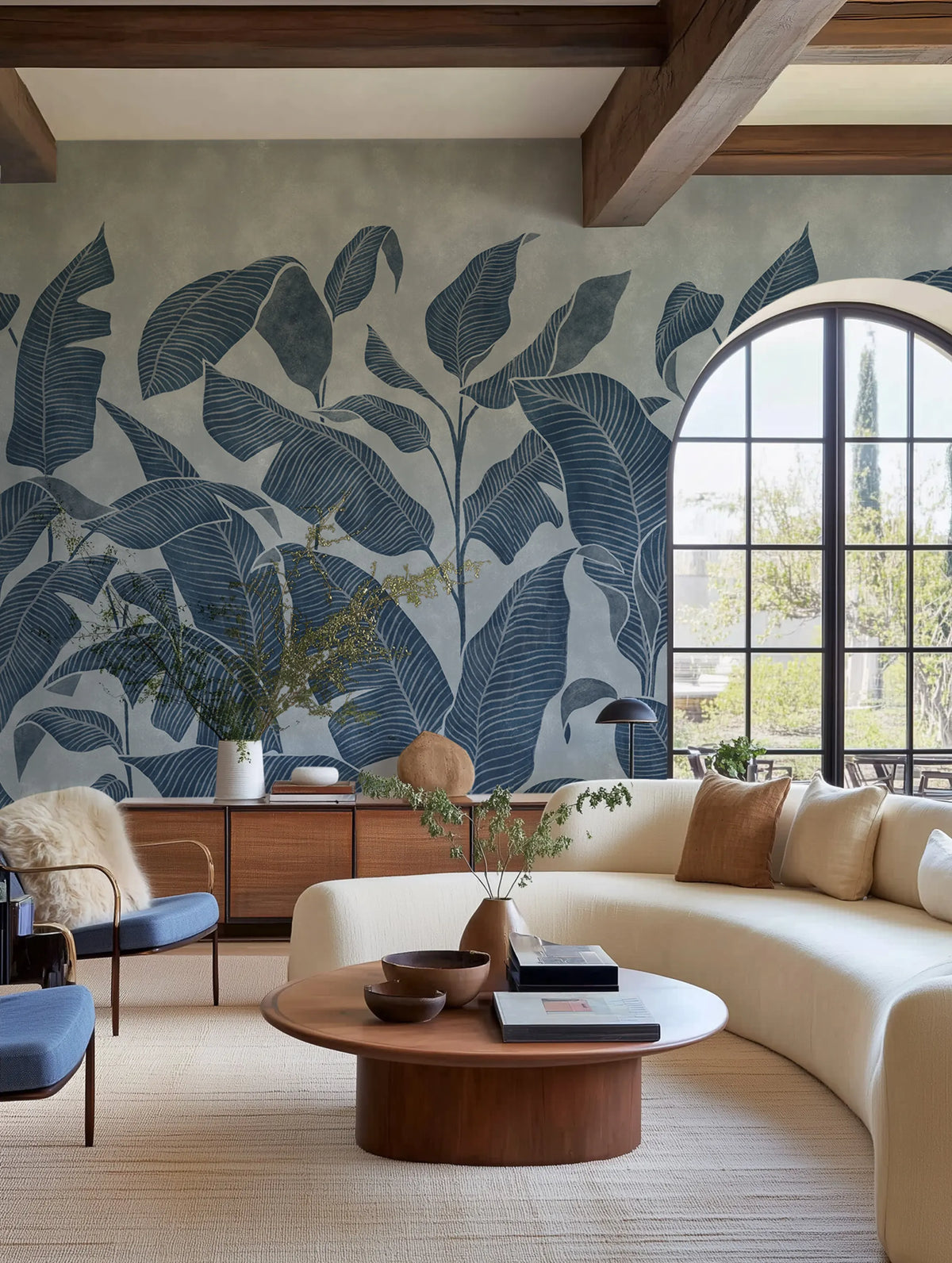 Tropical Breeze, Blue Mural Wallpaper - room preview 02