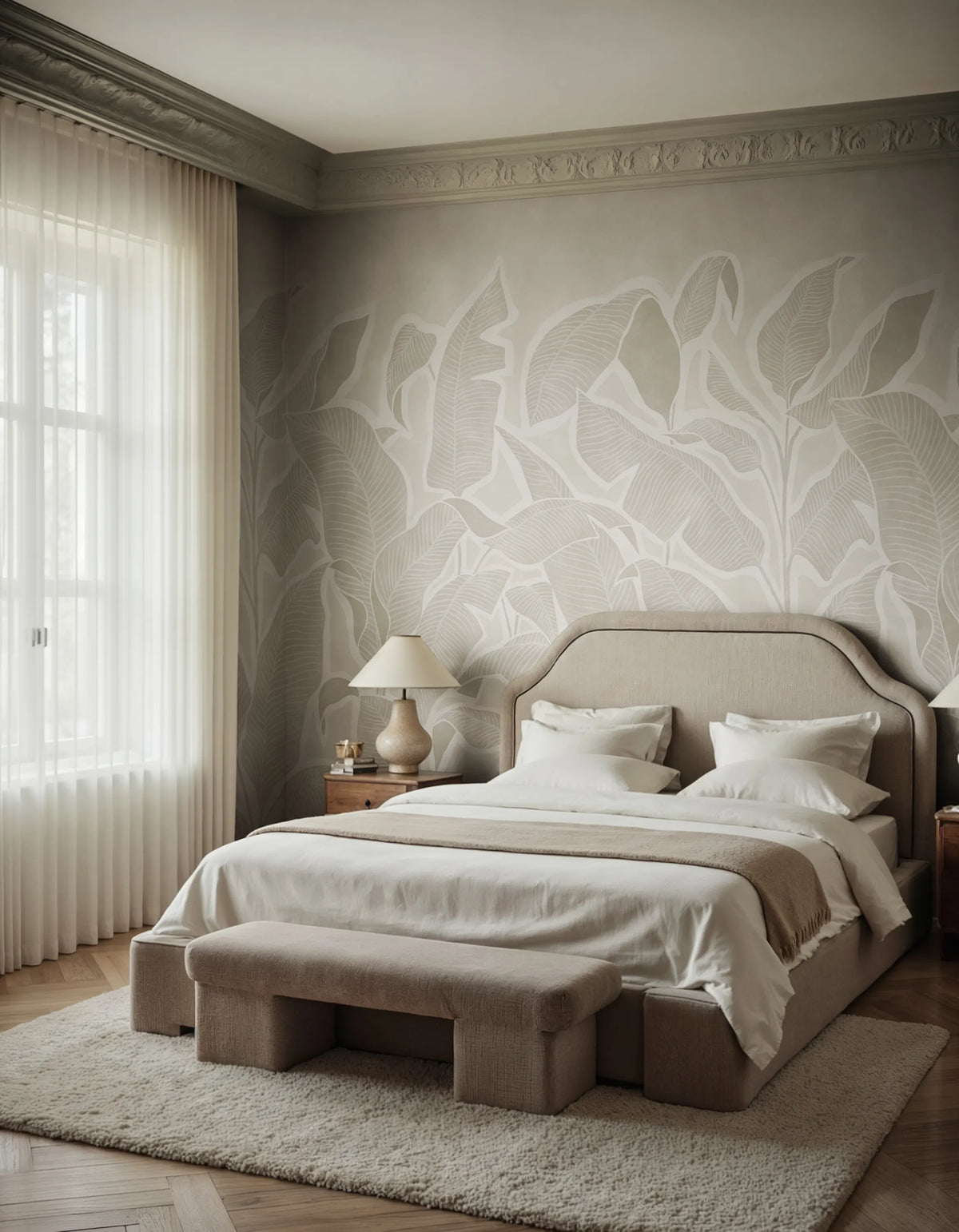 Tropical Breeze, Beige Mural Wallpaper - room preview 02