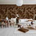 Tropical Breeze, Burgundy Mural Wallpaper - room preview 02