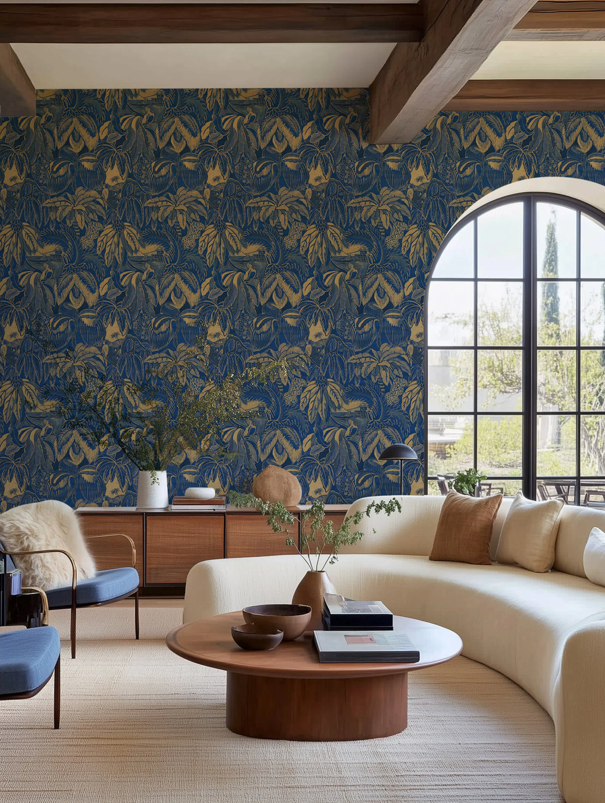Golden Mirage, Blue Mural Wallpaper - room preview 02