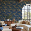 Golden Mirage, Blue Mural Wallpaper - room preview 02