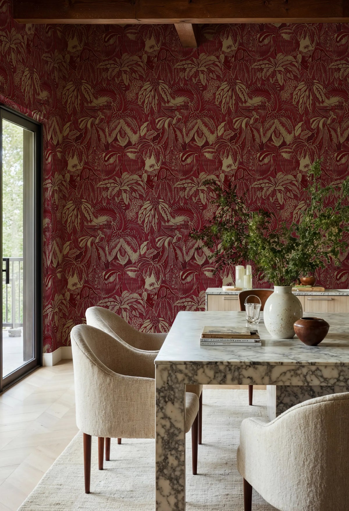 Golden Mirage, Red Mural Wallpaper - room preview 02