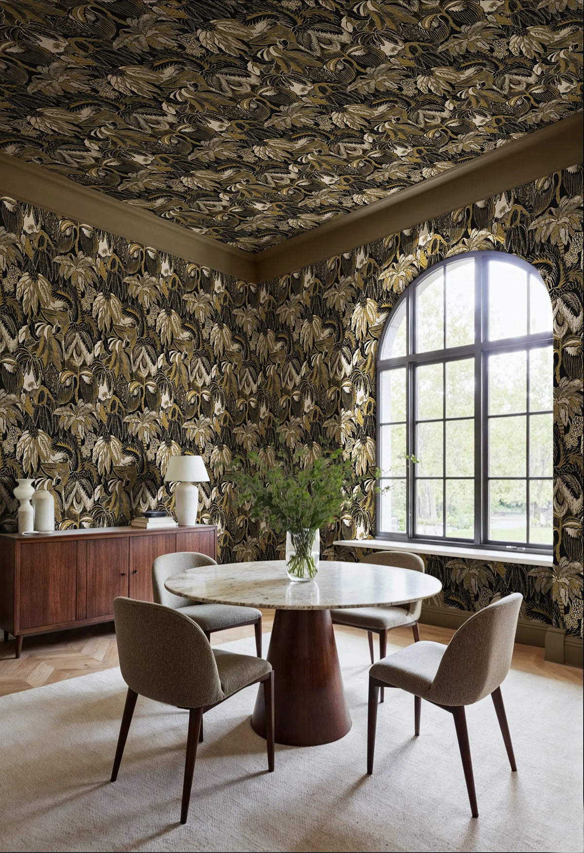 Golden Mirage, Black Mural Wallpaper - room preview 02