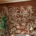Palm Oasis, Rust Mural Wallpaper - room preview 02