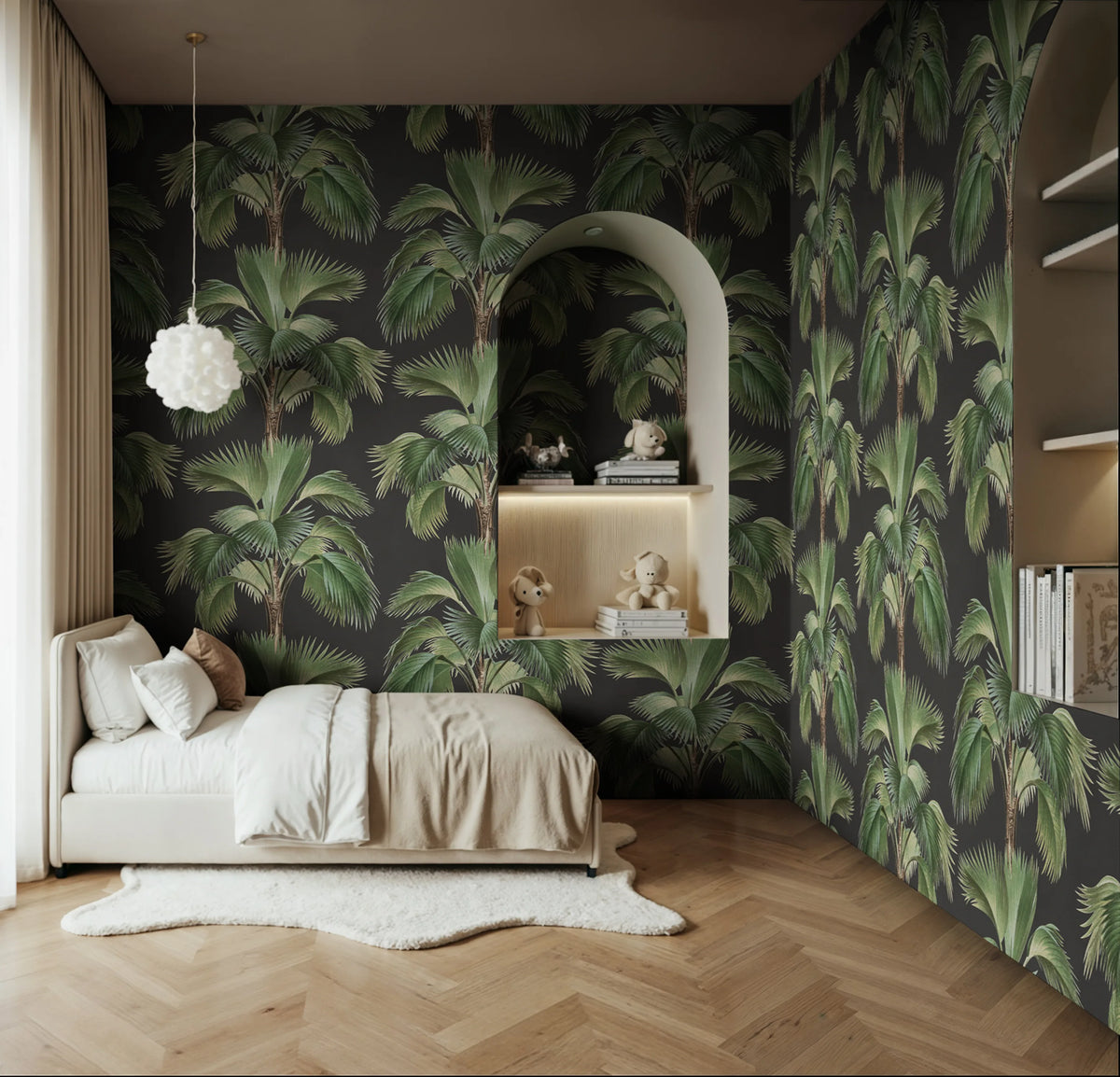 Tropical Rhythm, Black Mural Wallpaper - room preview 02