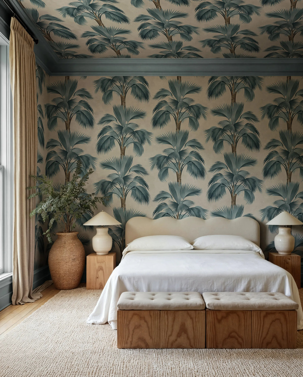 Tropical Rhythm, Blue Mural Wallpaper - room preview 02