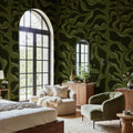 Bold Botanica, Dark Green Mural Wallpaper - room preview 02