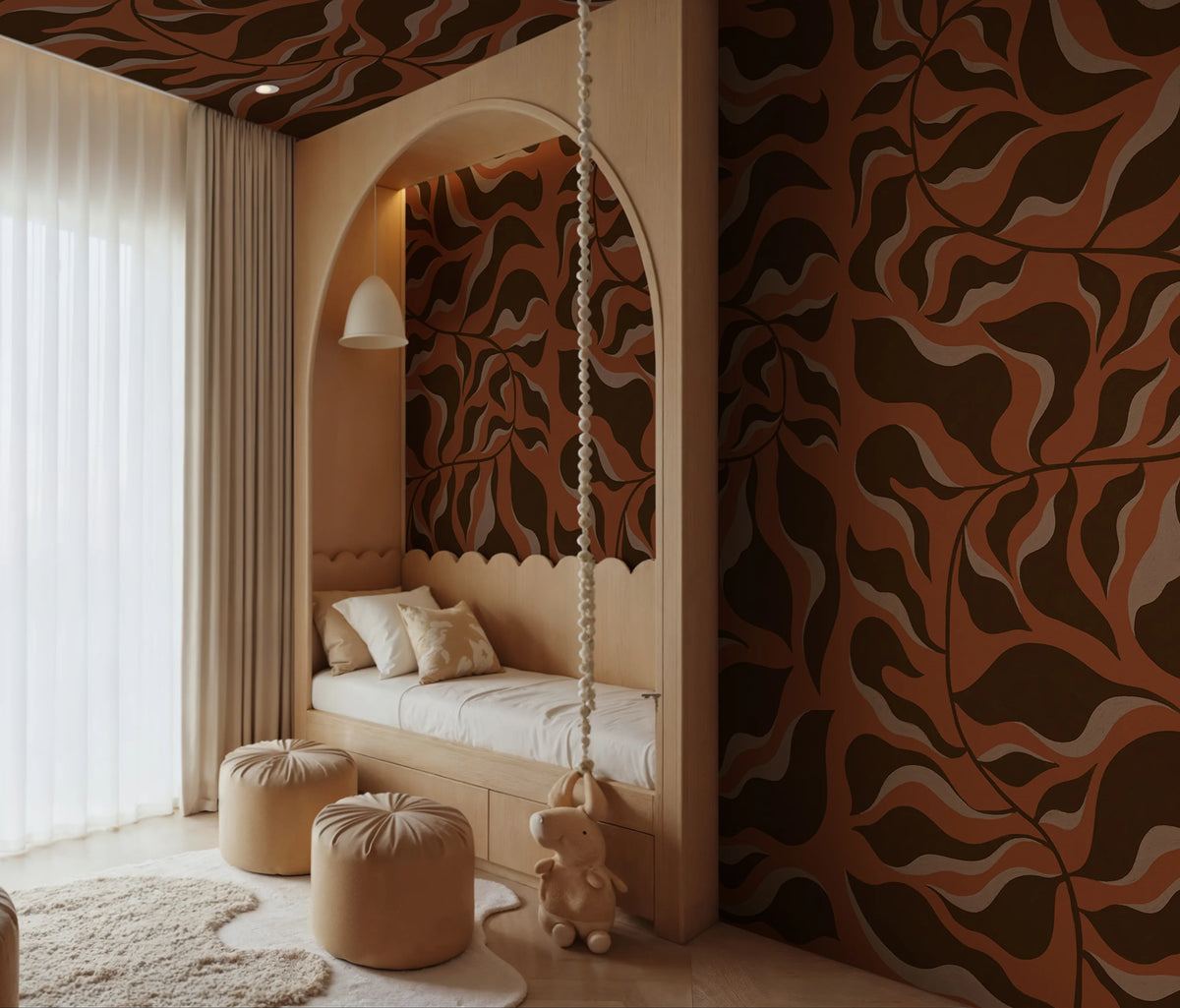 Bold Botanica, Rust Mural Wallpaper - room preview 02