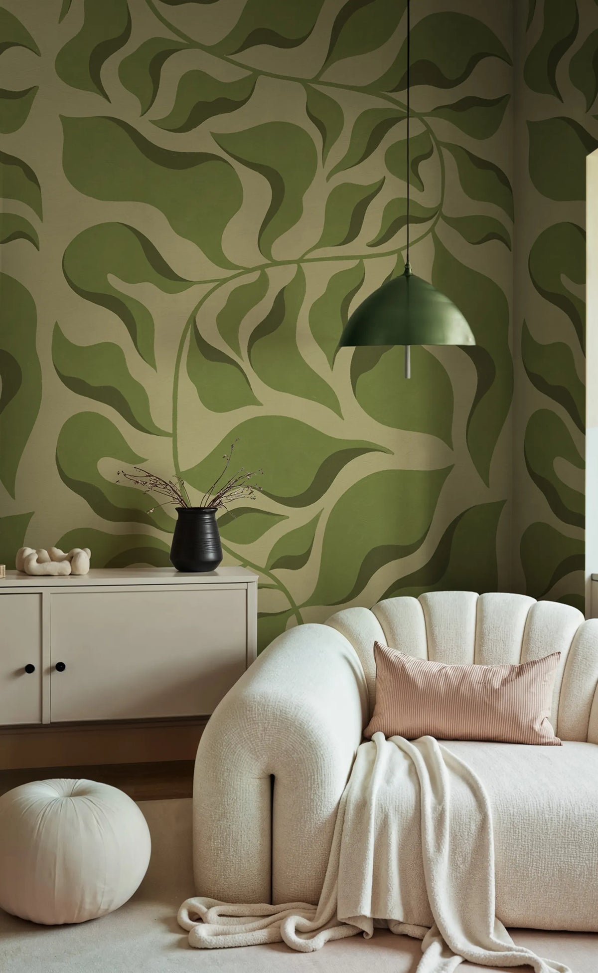 Bold Botanica, Light Green Mural Wallpaper - room preview 02