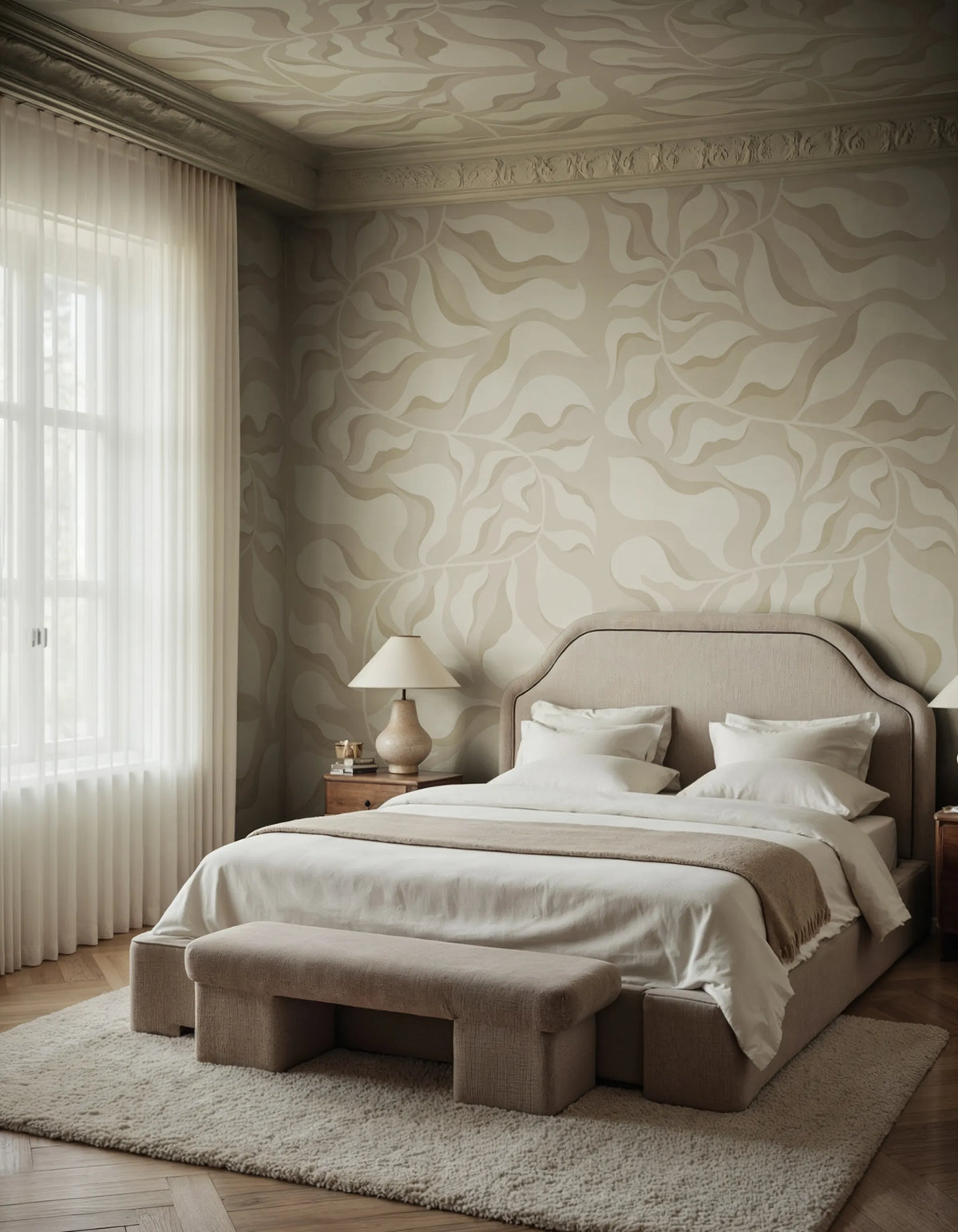 Bold Botanica, Beige Mural Wallpaper - room preview 02