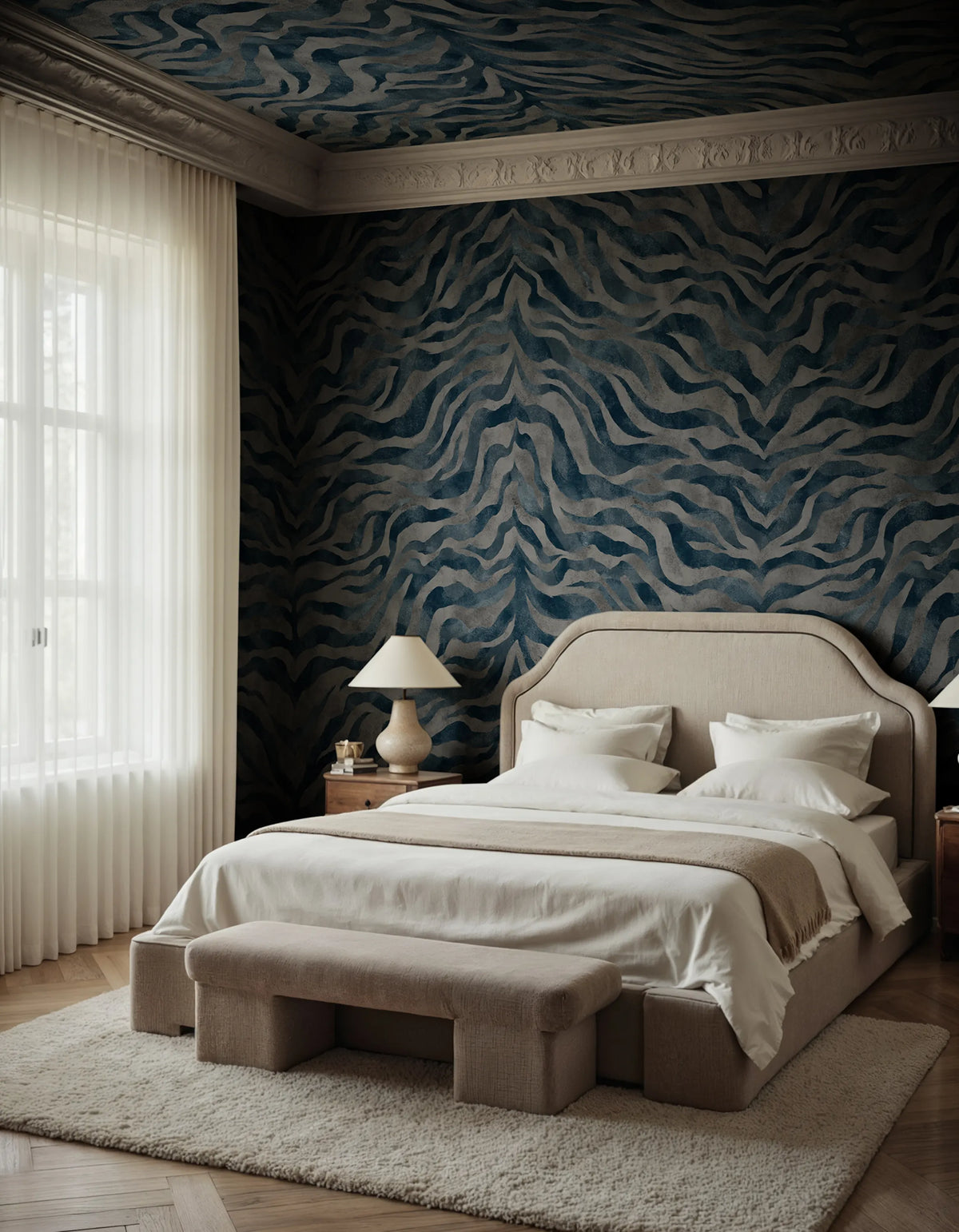 Animal Luxe, Blue Mural Wallpaper - room preview 02
