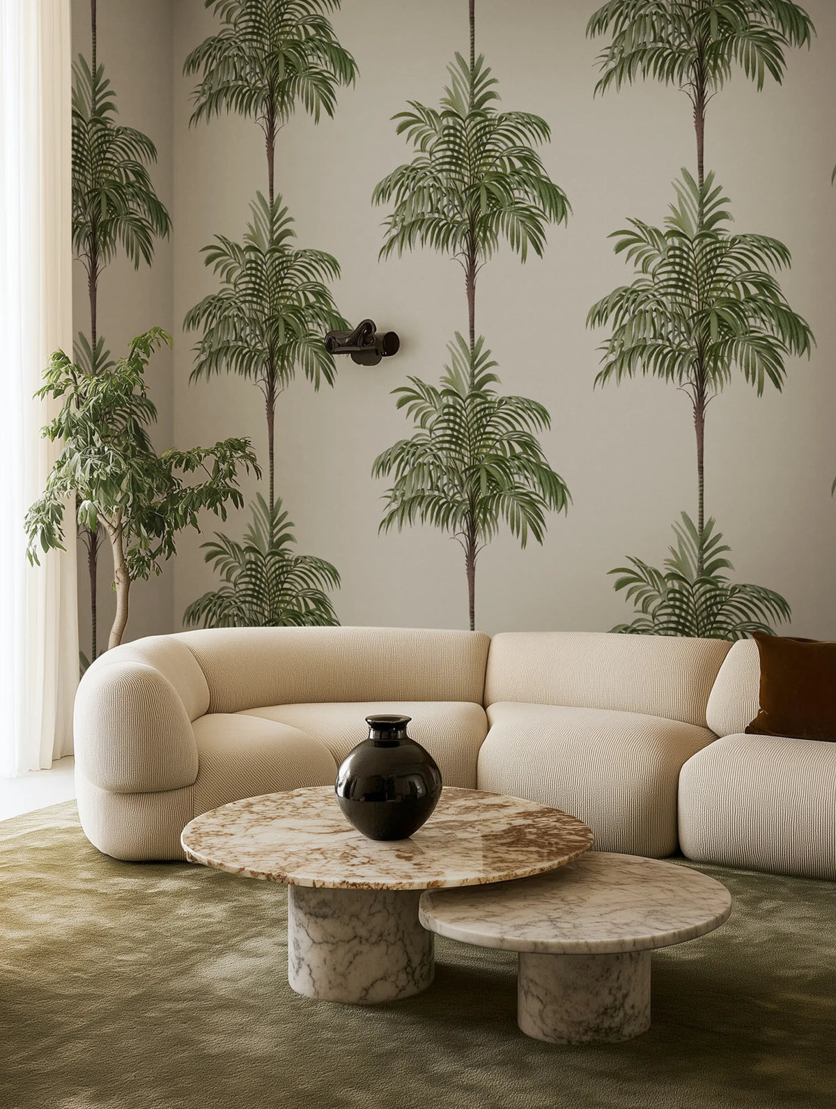 Palm Stripes, Vintage Mural Wallpaper - room preview 02