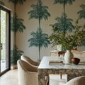 Palm Stripes, Blue Mural Wallpaper - room preview 02