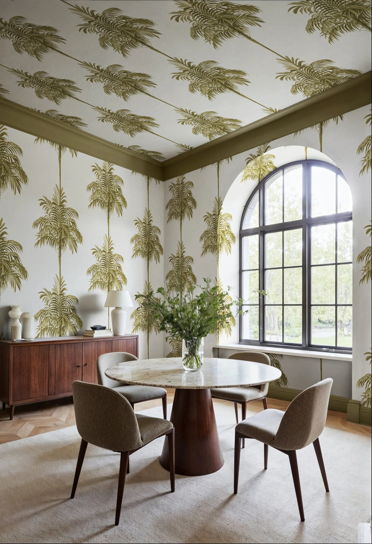 Palm Stripes, Gold Mural Wallpaper - room preview 02