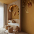 Birds in the Trees, Orange Mural Wallpaper - room preview 02
