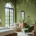 Birds in the Trees, Green Mural Wallpaper - room preview 02