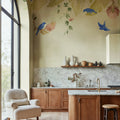 Birds in the Trees, Beige Mural Wallpaper - room preview 02