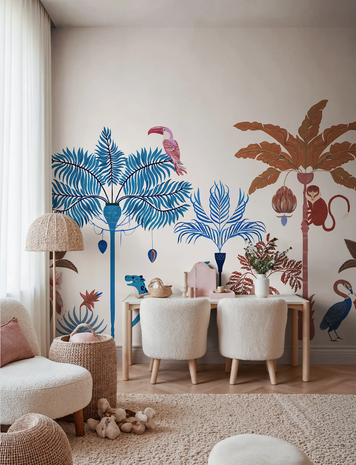 Savanna Chic, White Mural Wallpaper - room preview 02