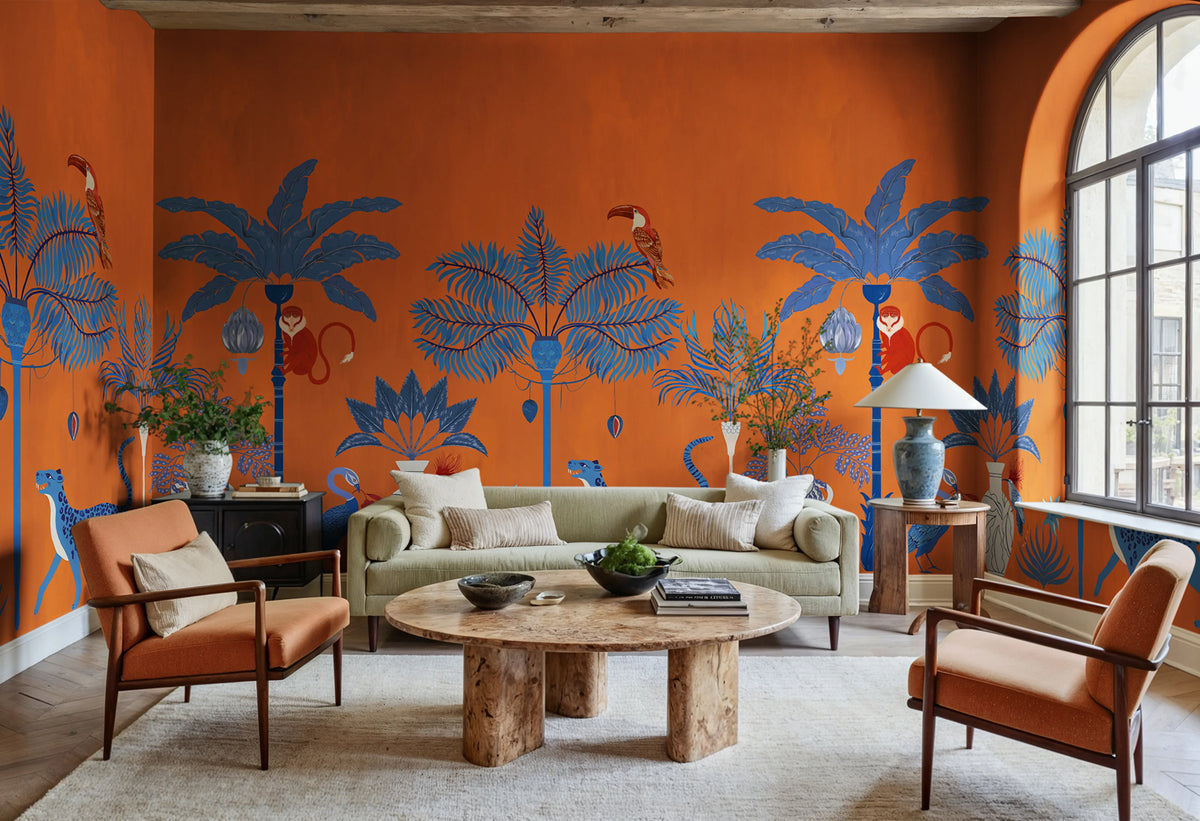 Savanna Chic, Orange Mural Wallpaper - room preview 02