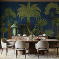 Botanical Bliss, Dark Blue Mural Wallpaper - room preview 02