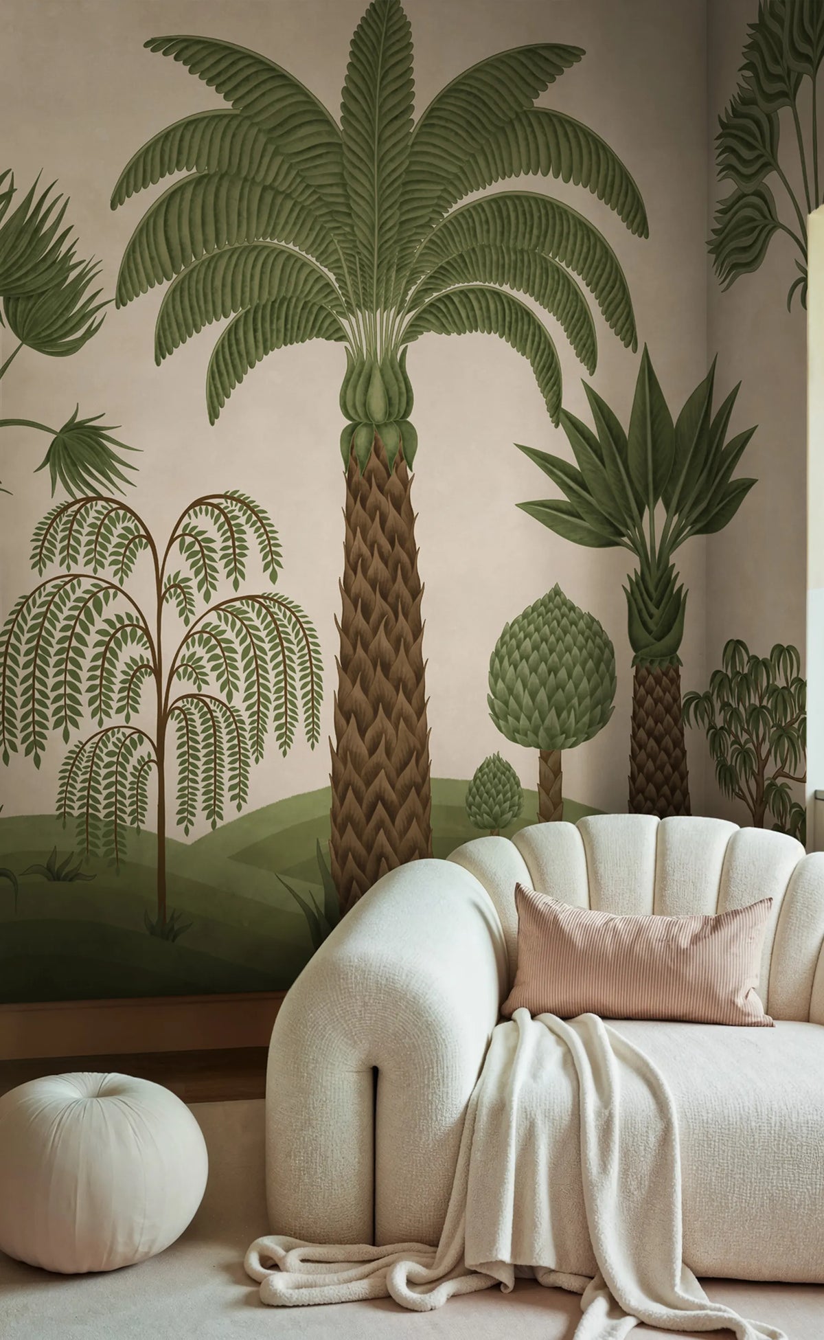 Botanical Bliss, Beige Mural Wallpaper - room preview 02