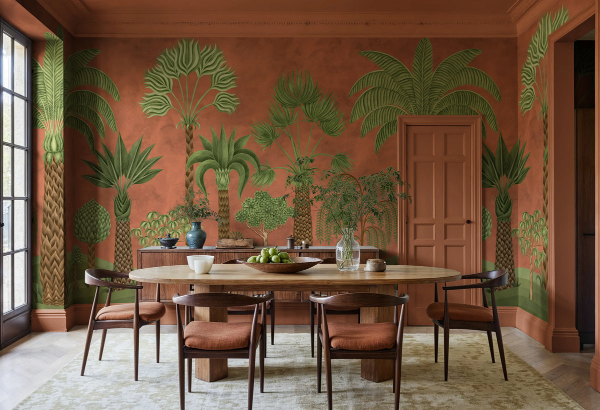 Botanical Bliss, Rust Mural Wallpaper - room preview 02