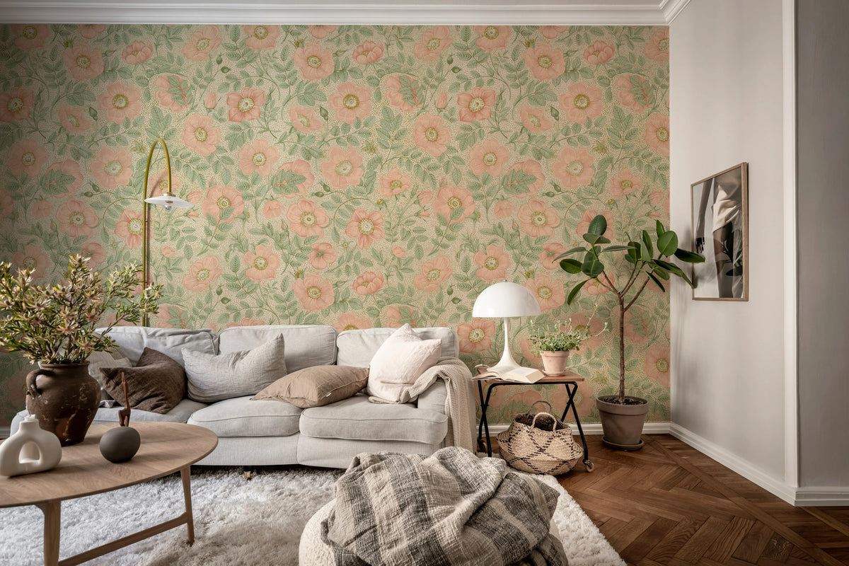 Briar Bloom, Pink Mural Wallpaper - room preview 02