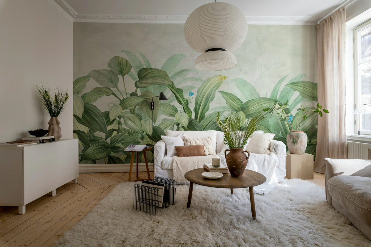 Hosta Bloom, Green Mural Wallpaper - room preview 02