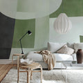 Soft Contours, Green Mural Wallpaper - room preview 02