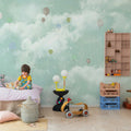 Balloon Clouds, Sky Blue Mural Wallpaper - room preview 02