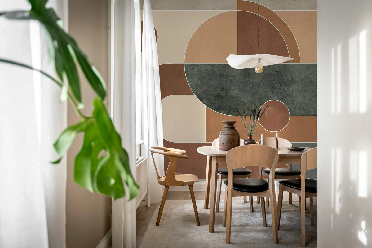Abstract Geometry, Brown Mural Wallpaper - room preview 02