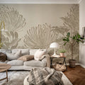 Protea Bloom, Soft Gray Mural Wallpaper - room preview 02