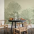 Protea Bloom, Soft Green Mural Wallpaper - room preview 02