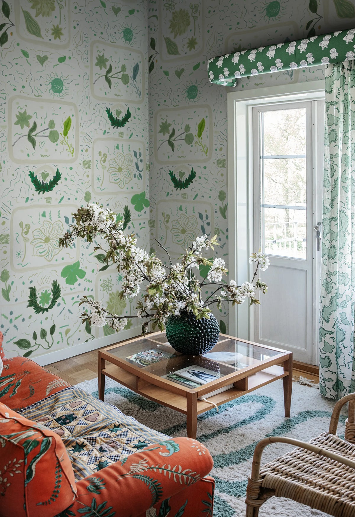Reverie, Green Mural Wallpaper - room preview 02