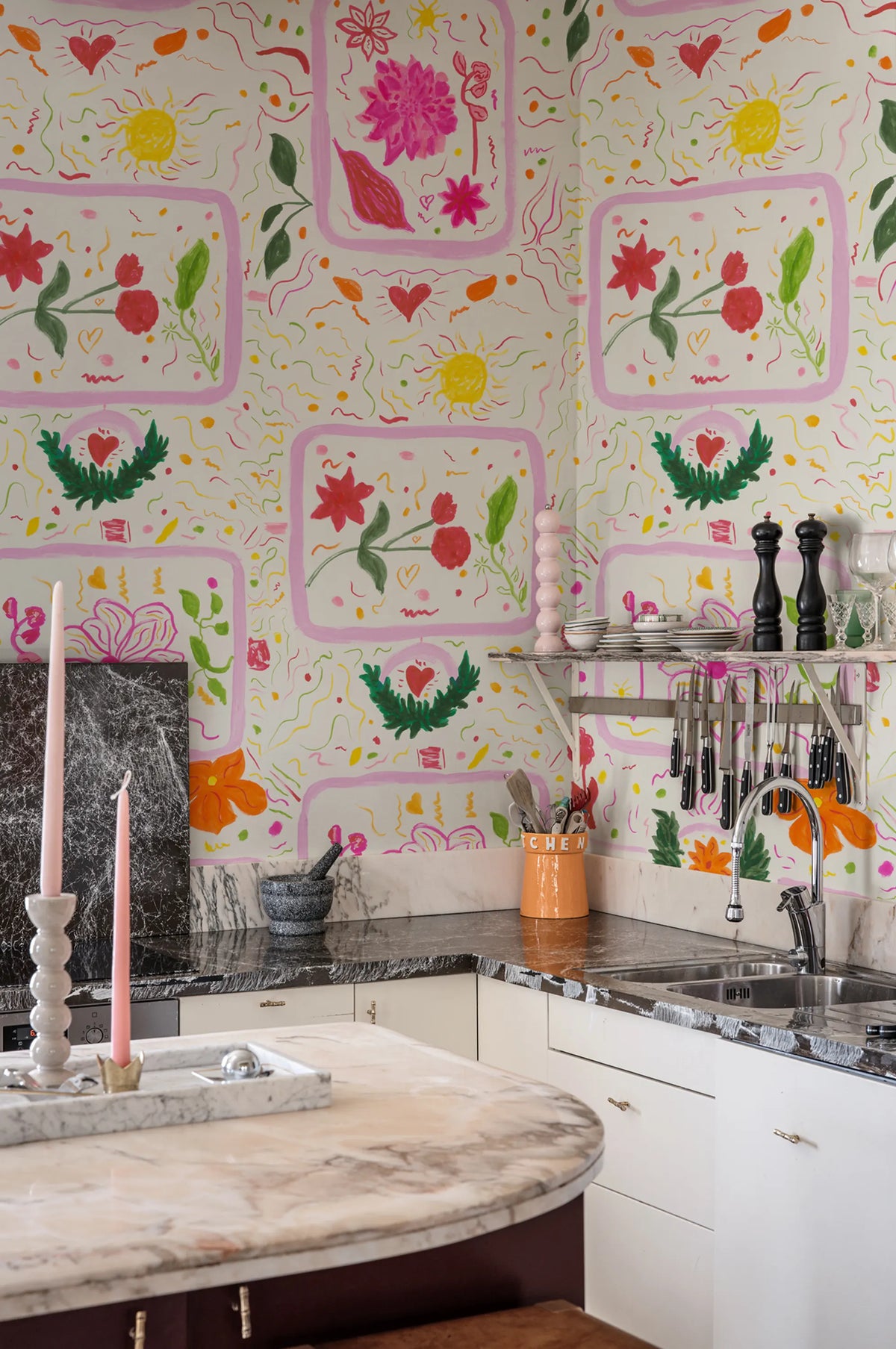 Reverie, Pink Mural Wallpaper - room preview 02