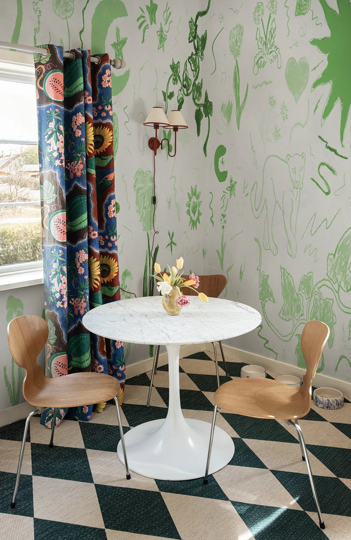 Chroma, Green Mural Wallpaper - room preview 02
