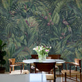 Birds in the Jungle, Blue Mural Wallpaper - room preview 02