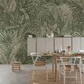 Birds in the Jungle, Light Green Mural Wallpaper - room preview 02