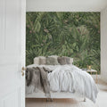 Birds in the Jungle, Green Mural Wallpaper - room preview 02
