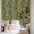 Banana Leaf, Pink Mural Wallpaper - room preview 02