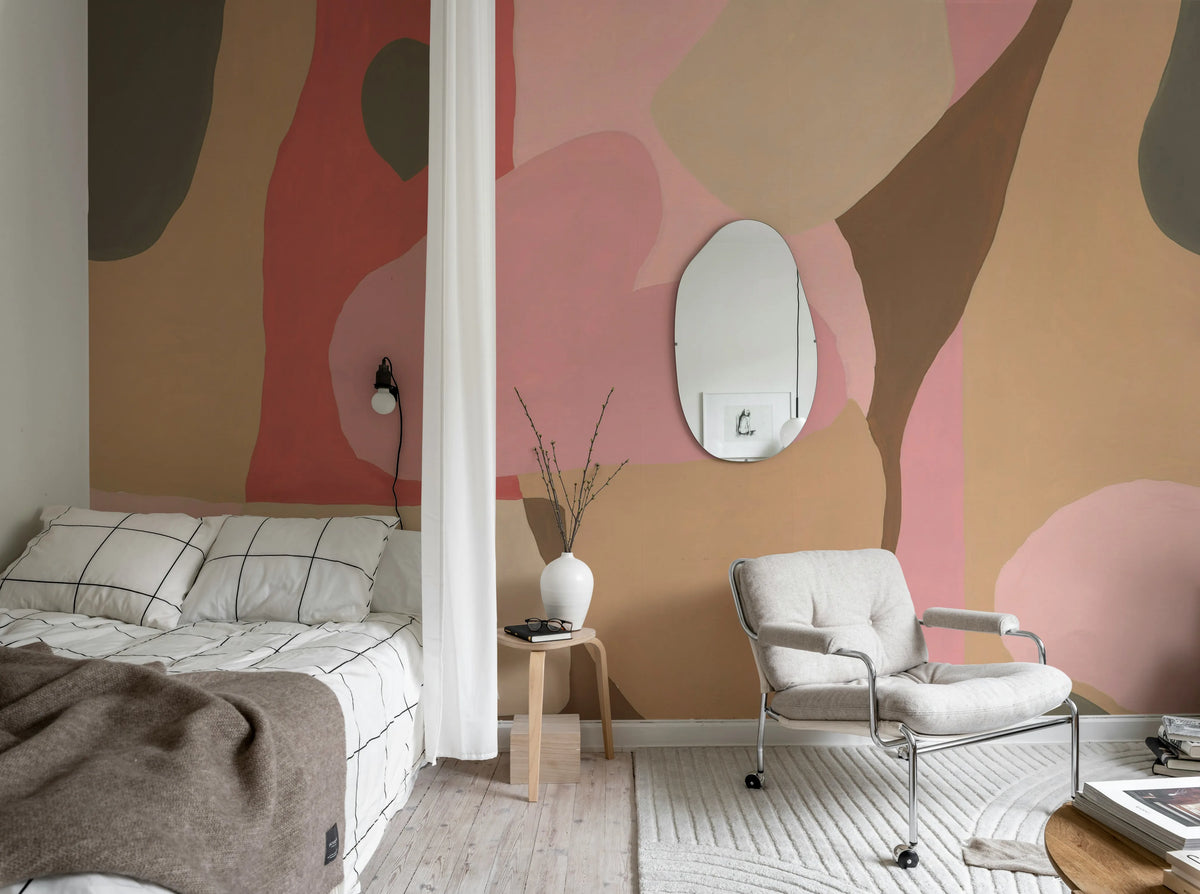 Shapes, Pink Mural Wallpaper - room preview 02