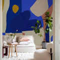Shapes, Blue Mural Wallpaper - room preview 02