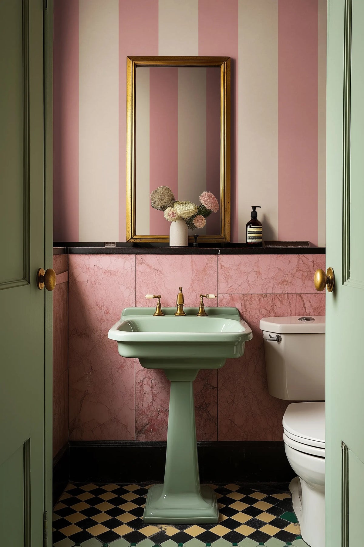 Bold Stripes, Pink Mural Wallpaper - room preview 02