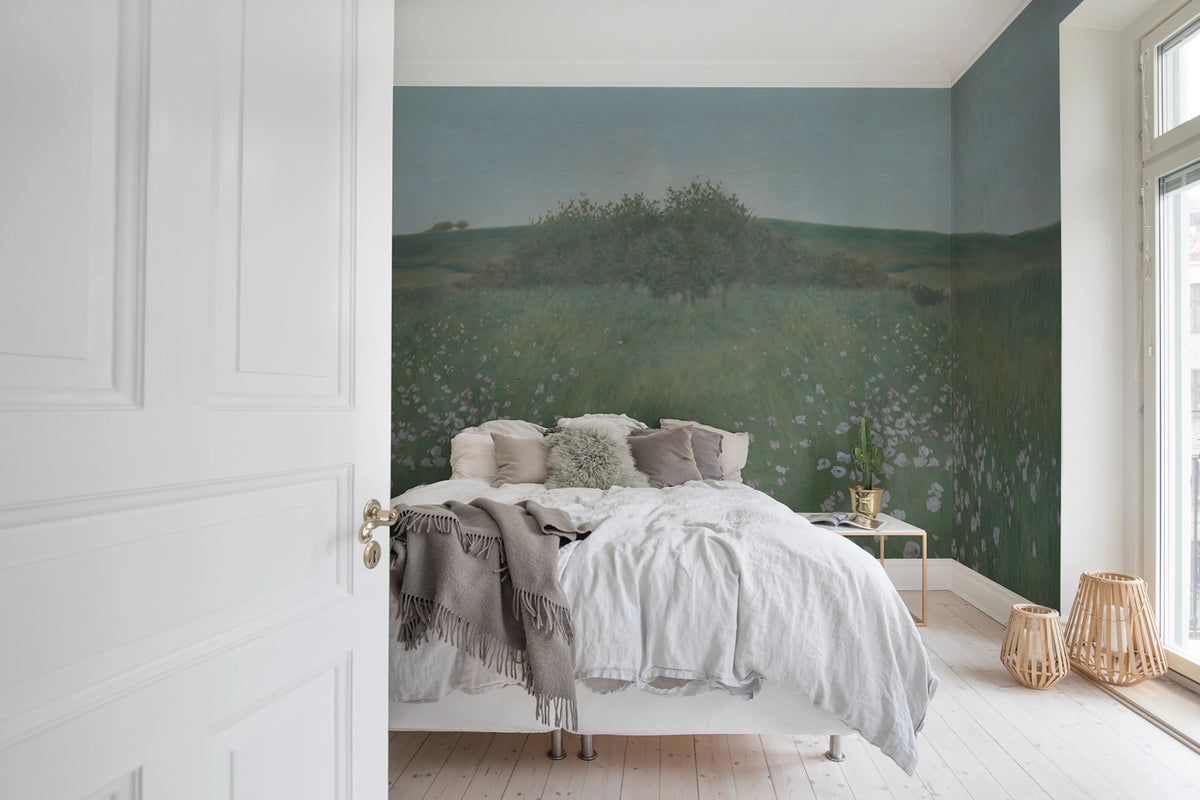 Poppy Landscape, Dusk Mural Wallpaper - room preview 02