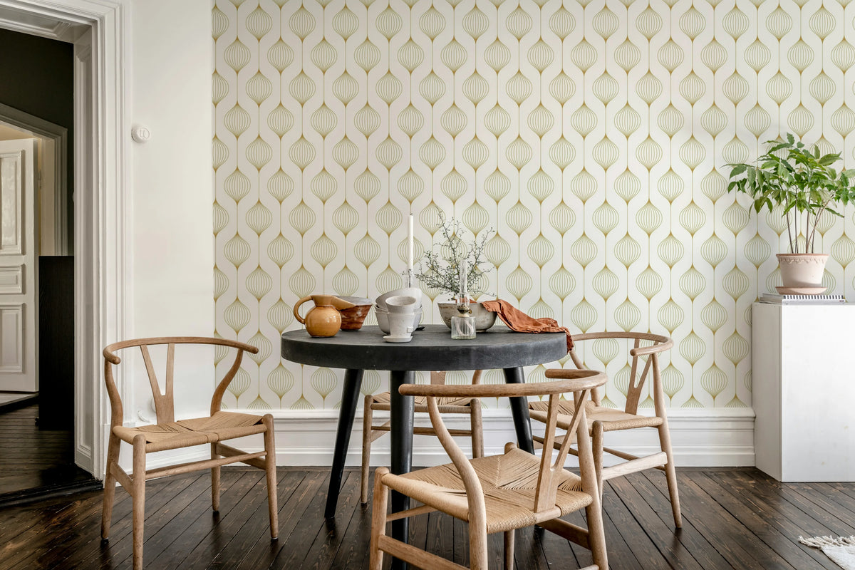 Retro Flow, Mustard Mural Wallpaper - room preview 02