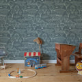 Bon Voyage, Blue Mural Wallpaper - room preview 02