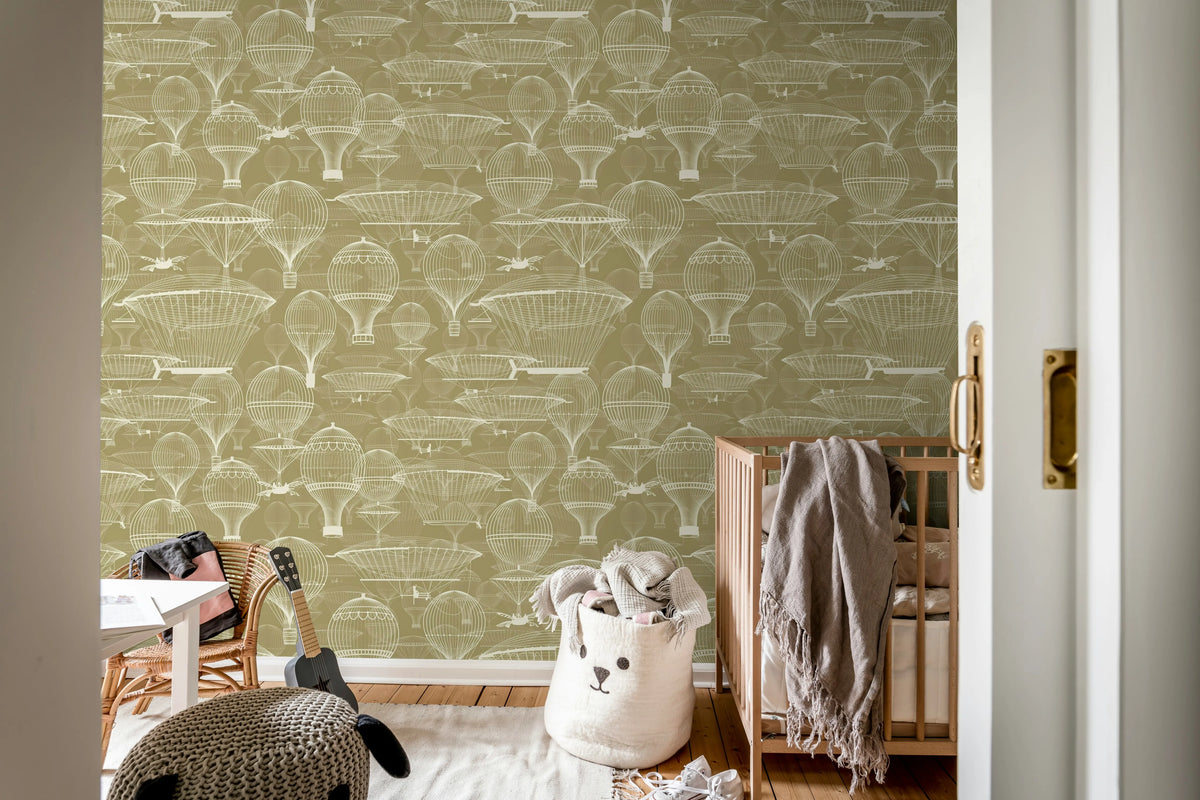 Bon Voyage, Beige Mural Wallpaper - room preview 02